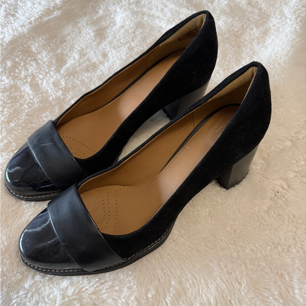 Clarks Black Block Heel Pumps - Classic Dress Shoes